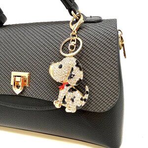 😍TREND ALERT NEW! Enamel & Crystal Puppy Handbag Charm